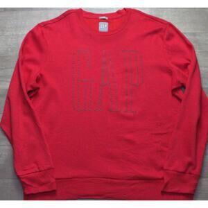 Vintage 90s GAP Spell Out Sweatshirt Red Silver Tag Large